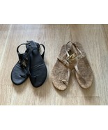 Lot of 2 Guess Sandals Shoes Tan Black Women’s Size 10 - £20.15 GBP