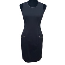 SW3 Bespoke Faux Leather Trim Stretch Dress Size Small - £11.70 GBP