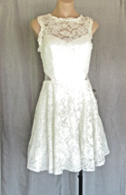 Xscape dress gown 10 white illusion lace cut-outs tulle underskirt New m... - £37.06 GBP