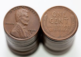 1931-D &amp; 1933-D 1C Lincoln Cent Roll Good to XF Condition, Brown Color - £238.10 GBP