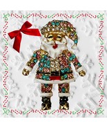 Sparkly Santa Claus Brooch Pin Necklace Pendant, Gold Plated Enamel, Dif... - £9.43 GBP