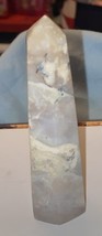 Hexagon Tower Stone Crystal Agate  White Gray Tan Blue 3.75” H x 1” W - $9.49