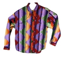 Womens Multicolor Aztec Western Button-Up Shirt Size Medium Aztec Rainbo... - $34.18