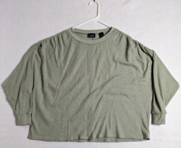 Daytrip Oversized Womens Shirt Textured Long Sleeve Size S Polyester Blend Green - $12.68