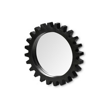 26&quot; Black Cog Round Metal Frame Wall Mirror - £243.56 GBP