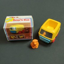 1978 Vintage Mattel Bus Baby Toys Yellow Mirror Beep Works w/ Softuf Bear &amp; Box - £34.63 GBP