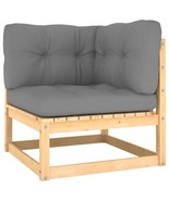 Patio Corner Sofa with Gray Cushions Solid Wood Pine - $199.76 CAD