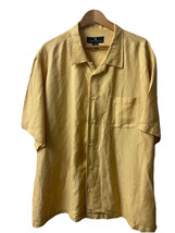 Consensus Sportswear  Shirt XXL Yellow Linen Rayon Button Front Camp Shirt - $20.79