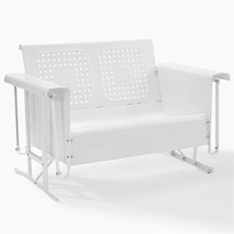 Contemporary White Metal Gliding Patio Loveseat From Afuera Living. - £371.92 GBP