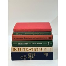 Set of 6 Vintage Red Green Spine Decor Staging Books For Shelves Hardcover Books - $22.14