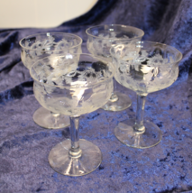 Tiffin Franciscan Special Thistle Set of 4 Champagne Coupe Glasses - $48.99