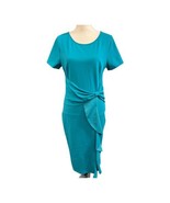 Aisire Vintage Redefined Dress Womens M Teal Chiffon Midi Faux Wrap Wais... - $45.84 CAD