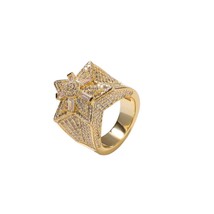 Fashion Micro Pave Iced Cubic Zirconia Bling Bling Star Rings For Men Women Hiph - £18.37 GBP