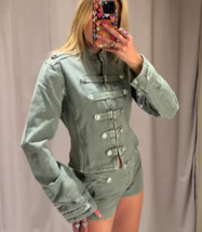 Zara Green Cotton Fitted Napoleonic Jacket Women BNWT 5252/072 - $121.88