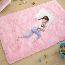 Large Comfy Furry Rug For Girls Kids Baby Room Decor, Non Slip Nursery Rug - £31.43 GBP