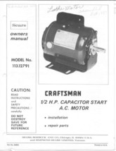 1982 Craftsman 113.12791  1/2HP Capacitor Start AC Motor Instructions - £15.13 GBP