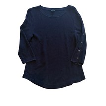 Talbots Navy Blue 3/4 Sleeve Sweater Top With Button Accents Size L - $308.38 MXN