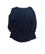 Talbots Navy Blue 3/4 Sleeve Sweater Top With Button Accents Size L - $308.38 MXN