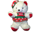 K MART CHRISTMAS TEDDY VINTAGE 1990 BEAR 18&quot; WHITE RED DRESS HAT PLUSH 1... - $31.50