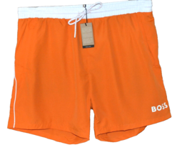 Hugo Boss Orange White Logo Mens Swim Shorts Trunks Beach Athletic Size ... - $69.74