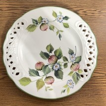 Brunelli Plate Italy Figs Flowers Reticulated Dinner Dish White Green  10.5” - £6.25 GBP