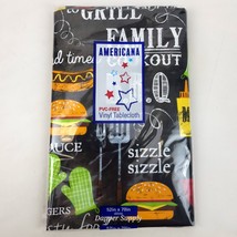 Americana Vinyl Tablecloth 52&quot; x 70&quot; PVC-Free BBQ Family Cookout Theme New  - $16.73