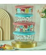 HELLO KITTY PYREX -  Decorated Glass Food Storage Set - 8 Pcs -  New In Box - $35.00