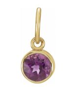 14K Yellow Gold 4mm Round Imitation Amethyst Birthstone Charm - $173.00