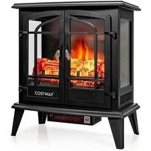 25 Inch Freestanding Electric Fireplace Heater with Realistic Flame effect-Blac - £237.77 GBP