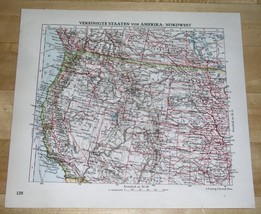 1936 Original Vintage Map Of Western Usa California Oregon Montana Colorado - £20.17 GBP