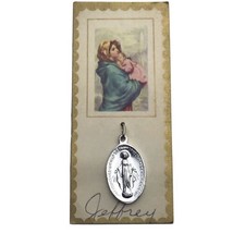 Mary Conceived Without Sin Pray For Us Medal on Card Vintage Catholic Charm - £8.25 GBP