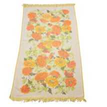 Vintage Canon Towel Terrycloth 70s Floral Orange Yellow Flowers Retro Co... - £11.14 GBP