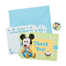 Mickey Mouse 1st Birthday Thank You Cards w/Seals 8 Per Package Party Su... - £6.37 GBP