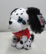 Hobby Lobby Plush Dalmatian Firefighter Puppy Dog black furry ears red vest - $12.86