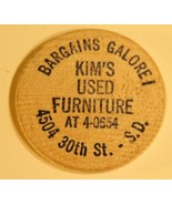 Vintage Kim&#39;s Used Furniture Wooden Nickel South Dakota - $3.95