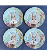 4 Stechcol Gracie Bone China Easter Bunny Blue Rabbit Salad Dessert Plat... - $59.96