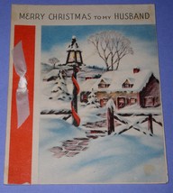 Paramount Christmas Greeting Card Vintage 1946 Husband Ribbon Bow Scrapbooking - £11.71 GBP