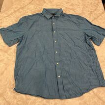 Claiborne Button Up Shirt Mens Extra Large Blue Collared Short Sleeve Po... - $10.35