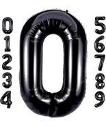 40 Inch Large Black Number 0 Balloon Mylar Foil Helium Balloon Party Dec... - $5.99