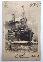 Hamburg-Amerika Line Steamship Dampfer Willy Stower c1909 PC On Board Steamer - £7.89 GBP