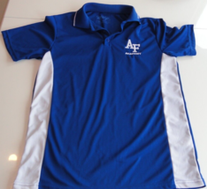 Usaf Air Force Athletics Lightweight Blue White Short Sleeve Polo Shirt Medium - $22.17