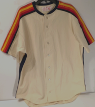 HOUSTON ASTROS Vintage 80s 90s Goodman &amp; Sons Cream White MLB Rainbow Jersey 46 - £208.37 GBP