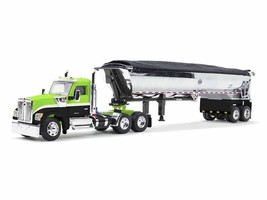 Kenworth W990 Day Cab and MAC Half-Round Tandem-Axle Dump Trailer Lime Green and - €161,62 EUR