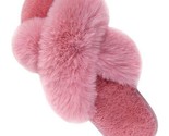Womens Cross Band Slippers Fuzzy Soft House Slippers Plush Furry Warm Co... - $17.81