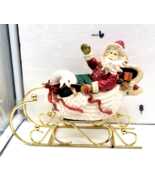 CHRISTMAS ~ VINTAGE MIDWEST JOLLY OLD ST NICK SANTA ON SWAN SLEIGH  8&quot;L ... - $19.95