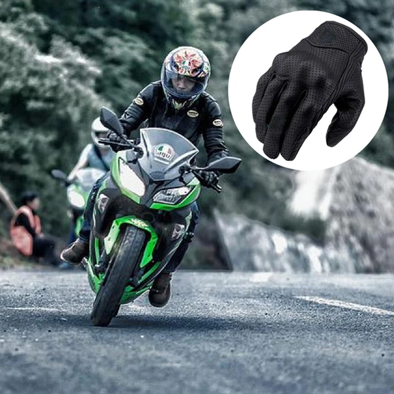 1 Pair Of Motorcycle Gloves Black Racing Sheepskin Gloves Outdoor Motocross - £23.51 GBP+