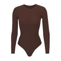SKIMS Fits Everybody Long Sleeve Crew Neck Bodysuit, Size M Cocoa (Brown... - $828.36 MXN