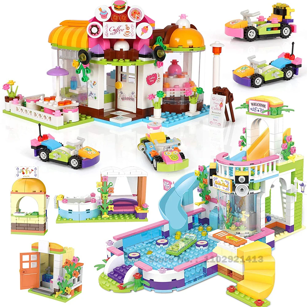 Girl Friends Coffee House Pool Party Building Kit for Kids Cafe Shop Swimming - £59.05 GBP+