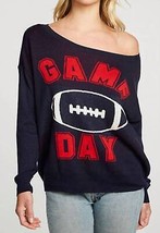 Chaser long sleeve wide neck game day pullover in Navy - size XS - £36.65 GBP