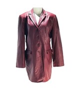 Vintage Rena Rowan Leather Blazer Style Overcoat Burgundy Womens Size L - $1,026.18 MXN